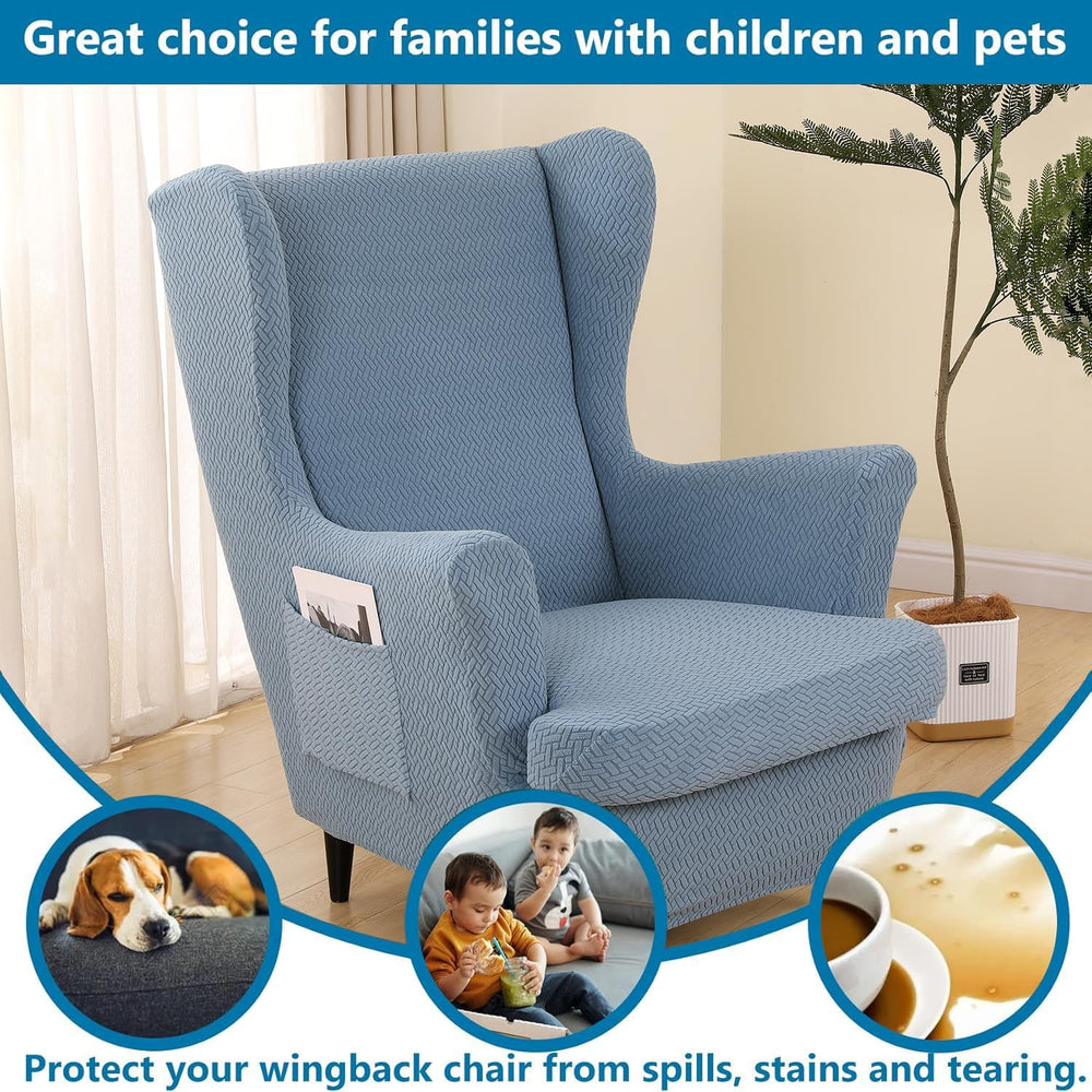 HZDHCLH Wingback Chair Slipcovers 2 Piece Stretch Armchair Covers Washable