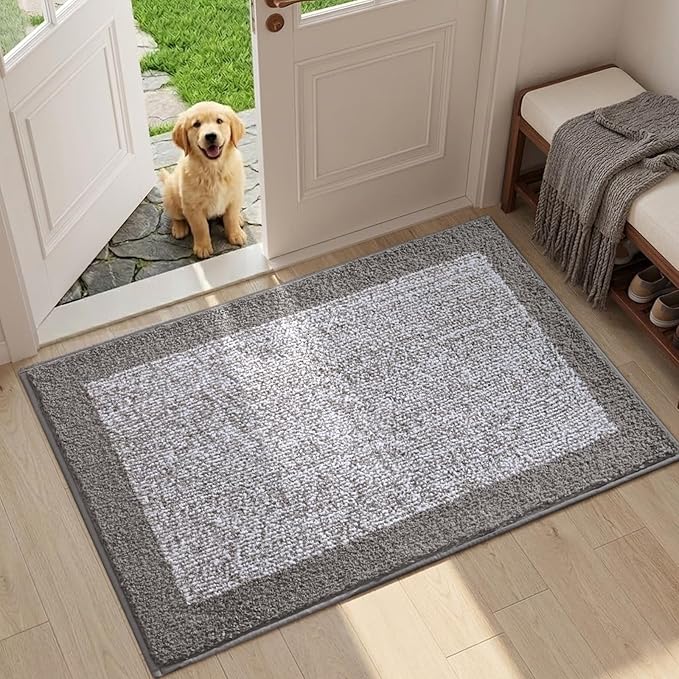 Bathroom Rugs 30x20 Non Slip Washable, Light Grey Bath Mat - Image 3