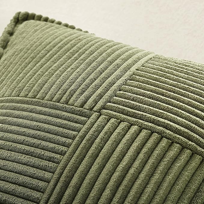MIULEE Olive Green Corduroy Lumbar Pillow Covers 12x20 Inch 12x20 Inch - Image 5