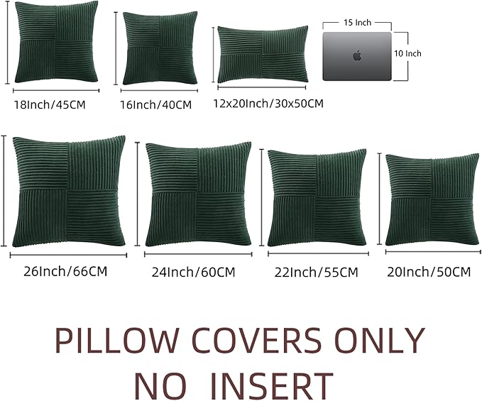 Fancy Homi Set of 2 Dark Green Decorative Throw Pillow Covers 20x20 Inch - Image 7