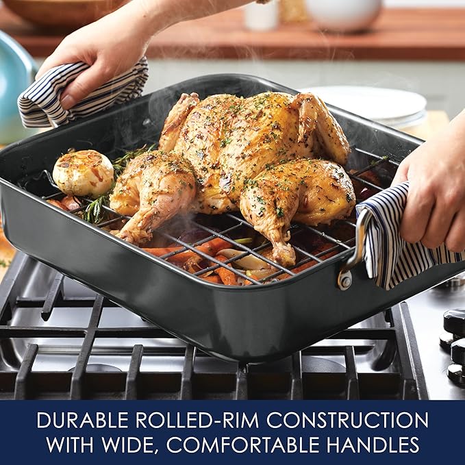 Rachael Ray Brights Hard Anodized Nonstick Roaster / Roasting Pan - Image 3