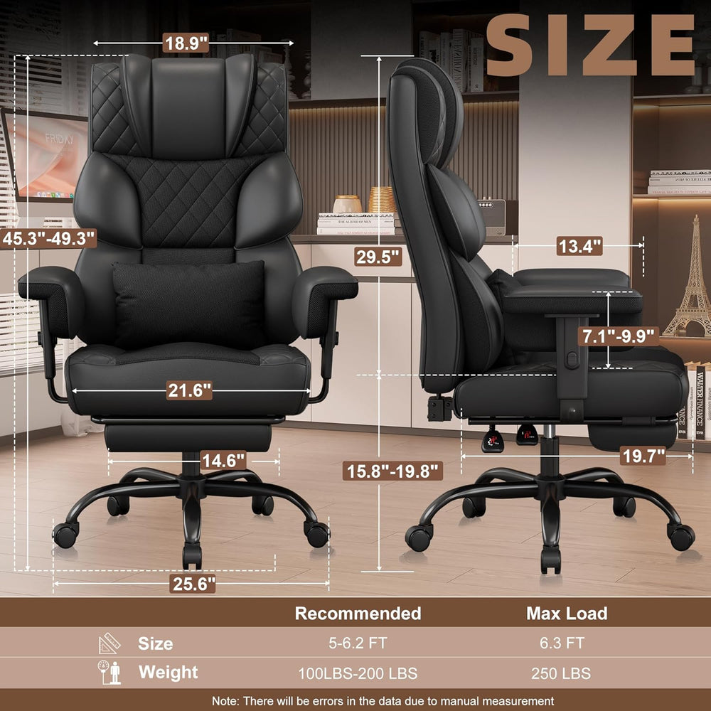 Vonesse Big and Tall Office Chair, Desk Chair with Soft Adjustable Armrests, ...