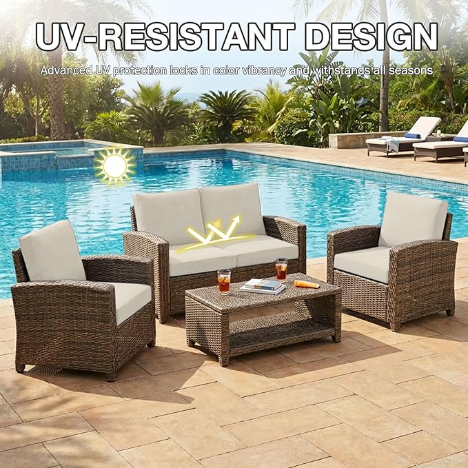 hyha 4Pcs Patio Cushion Covers, Stretch Outdoor Couch Cushion Covers Replacement - Image 6