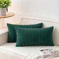 Pack of 2 Christmas Green Corduroy Decorative Throw Pillow Covers 12x20 Inch by Unknown