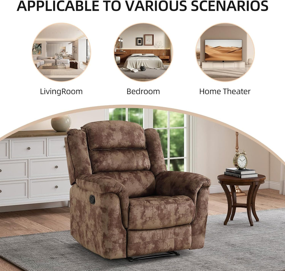 EBELLO Manual Recliner Chair, Soft Fabric Recliner Sofa with Overstuffed Armr...