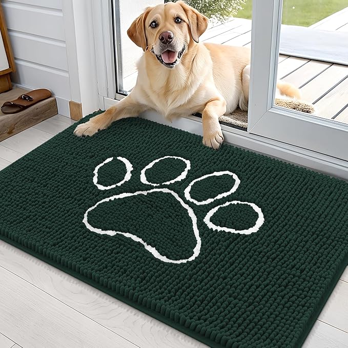 OLANLY Dog Door Mat for Muddy Paws 36x24, Paw Print Design, Absorbs Moisture by OLANLY