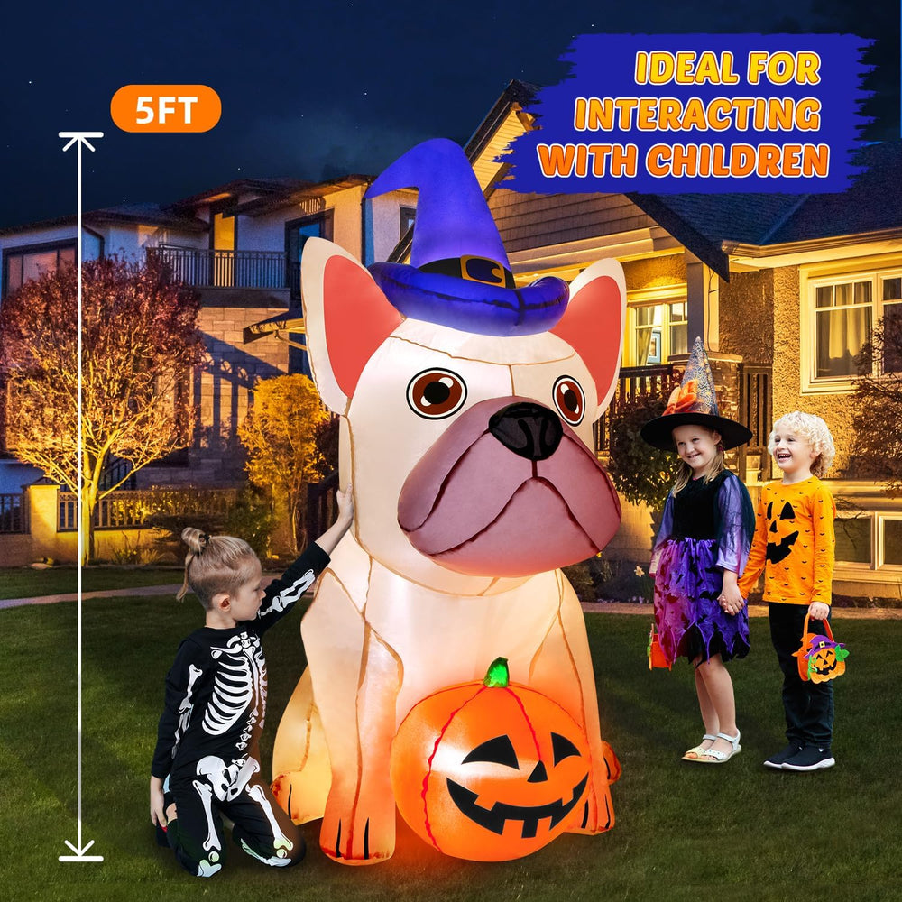 zukakii 5Ft Halloween Inflatables Decorations Build-in Bright LEDs Blow Up Ya...