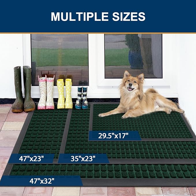 Smiry Front Door Mat Outside Entrance, Heavy Duty Natural Rubber Doormat - Image 6