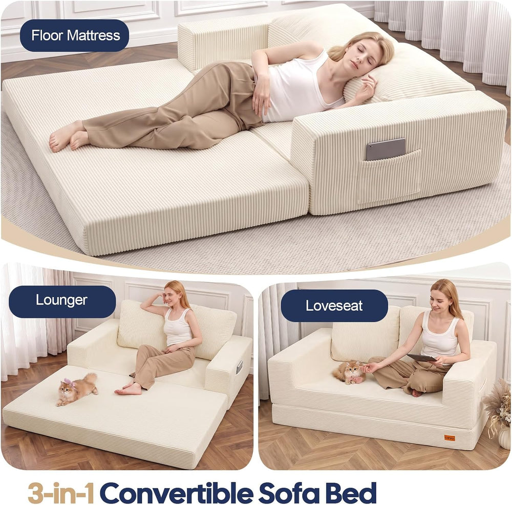 COMAX Futon Sofa Bed, Convertible Sofa Bed, Folding Boneless Couches