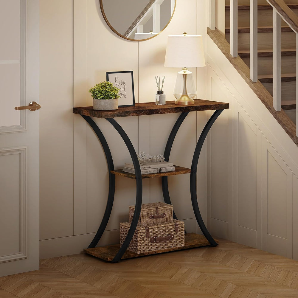 Hoctieon 3 Tier Console Table with Open Wood Shelves, Decorative Entryway Tab...