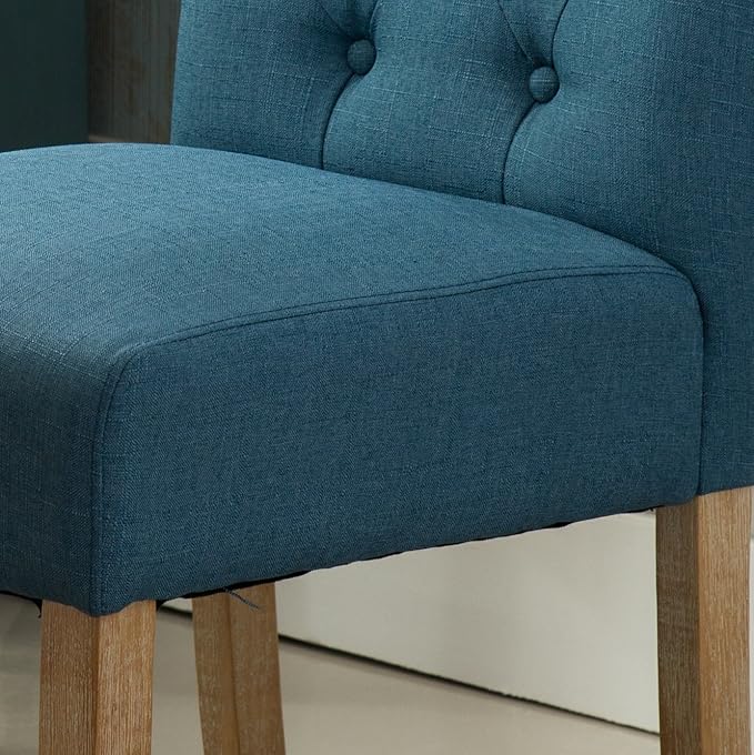 Roundhill Furniture Habit Solid Wood Tufted Parsons Dining Chair (Set of 2), ...