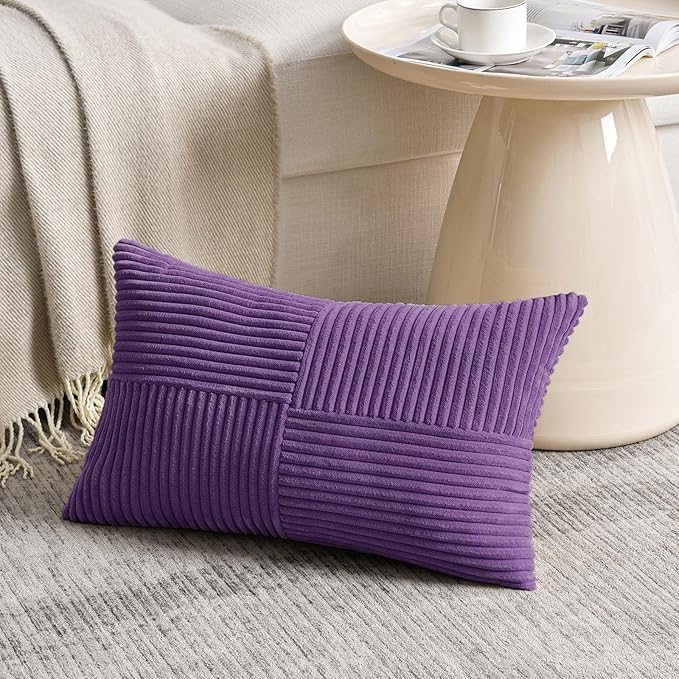 Fancy Homi 2 Packs Purple Lumbar Decorative Throw Pillow Covers 16x26 Inch - Image 2