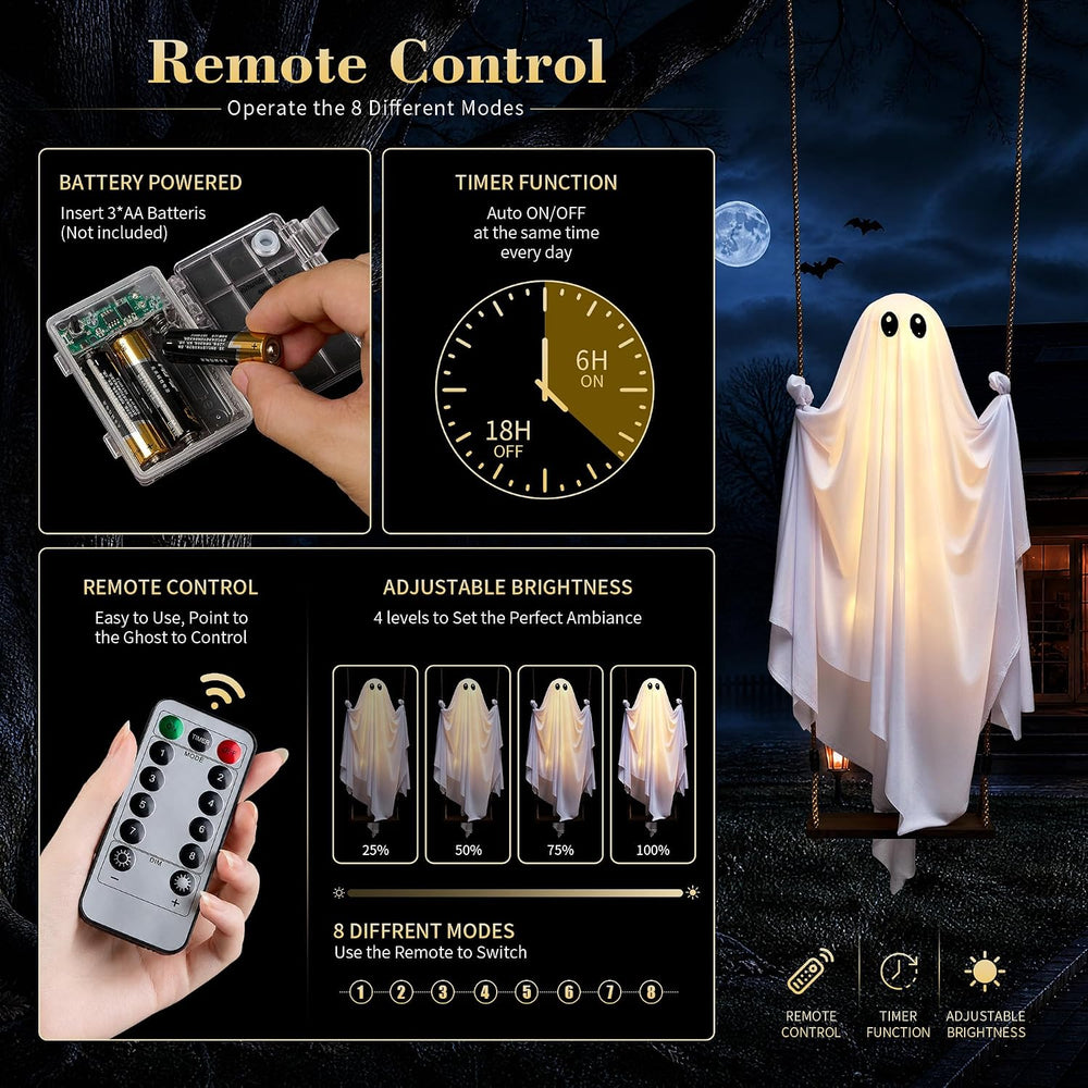Halloween Decorations Outdoor, 5FT Swinging Ghost Hanging Decor