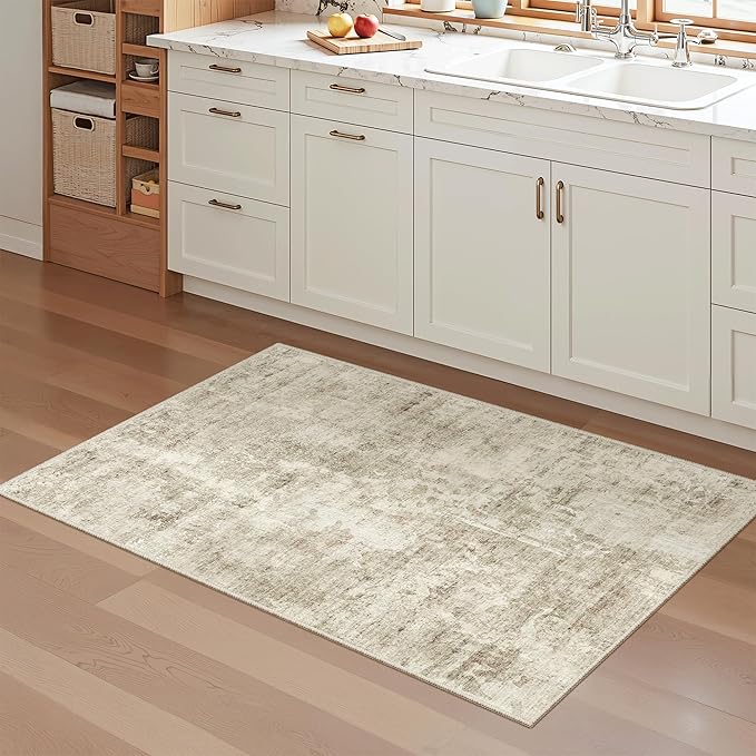 2x3 Washable Rugs for Kitchen, Powder Room Small Area Rug Non-Slip Vintage Low - Image 2