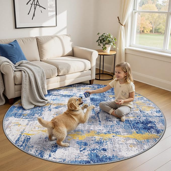 Washable Area Rugs 8ft Non-Slip Modern Abstract Soft by RELEANY