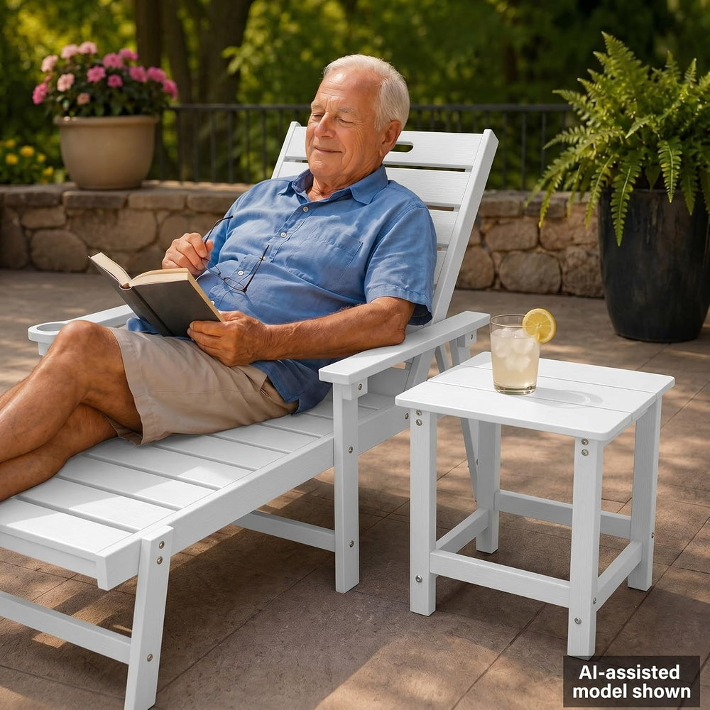 MXIMU Outdoor Side Table Set of 2, Adirondack Table, All Weather, White