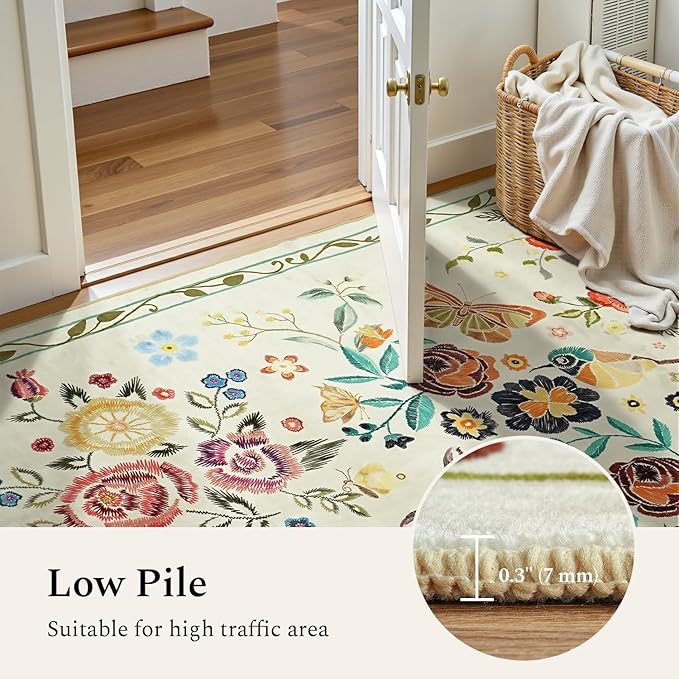 Rugflix 5x7 Washable Area Rug for Living Room, Soft Non Slip Low Pile Carpet - Image 2