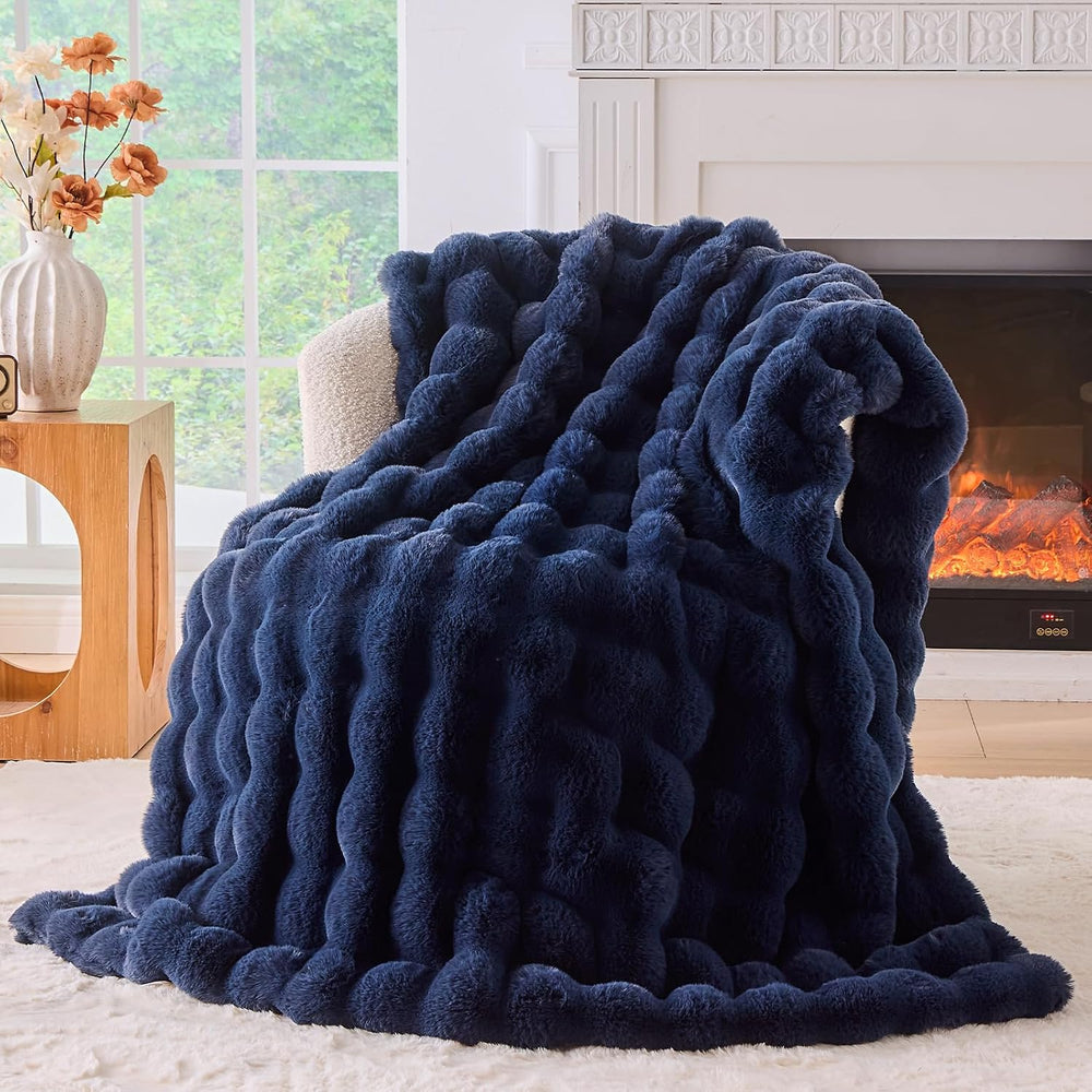 Fluffy Faux Fur Throw Blanket for Couch, Soft Plush Thick Cozy Fuzzy Luxury M...