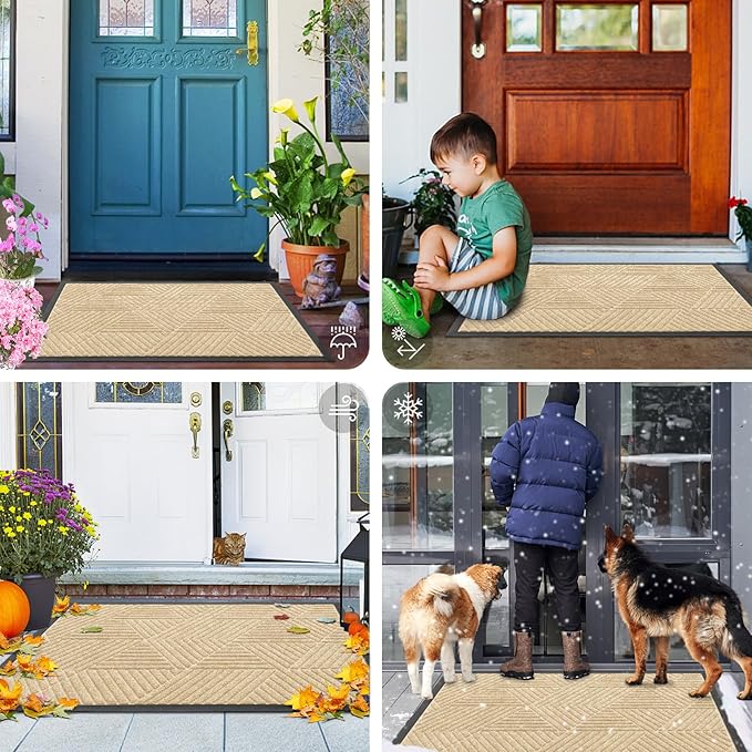 Smiry Front Door Mat Outside Entrance, Heavy Duty Sturdy Natural Rubber Doormat - Image 7