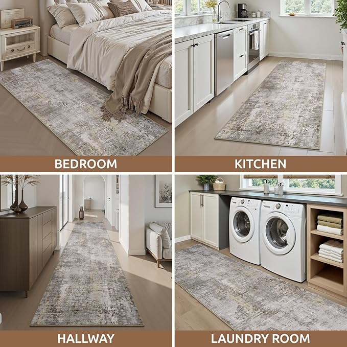 AMOAMI 2 x 10 Hallway Runner Rug Non Slip Super Soft Long Runner Rugs Machine - Image 7