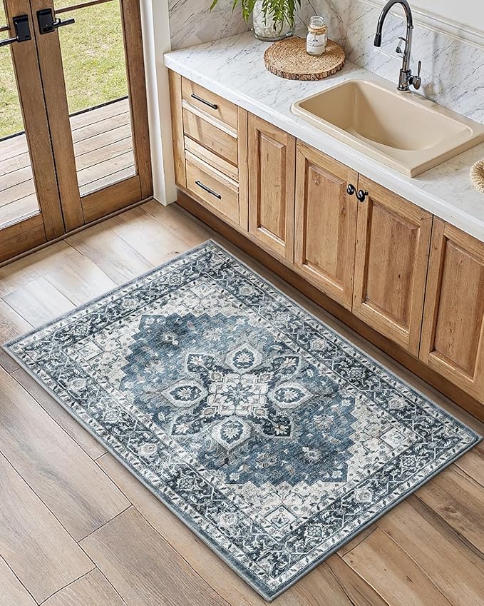 AMADA HOMEFURNISHING 2x3 Washable Area Rug, Low-Profile Entryway Rug - Image 3