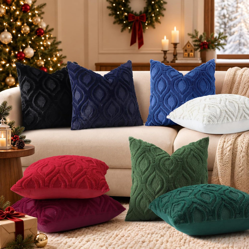decorUhome Christmas Soft Navy Blue Throw Pillow Covers 26x26 Set of 2