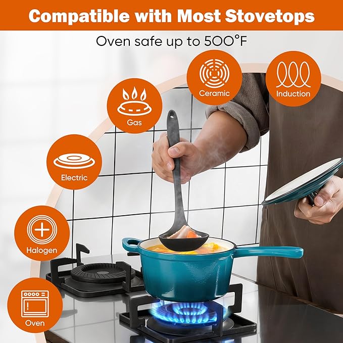 Homikit 1 QT & 2 QT Saucepan Set, Enameled Cast Iron Saucepan