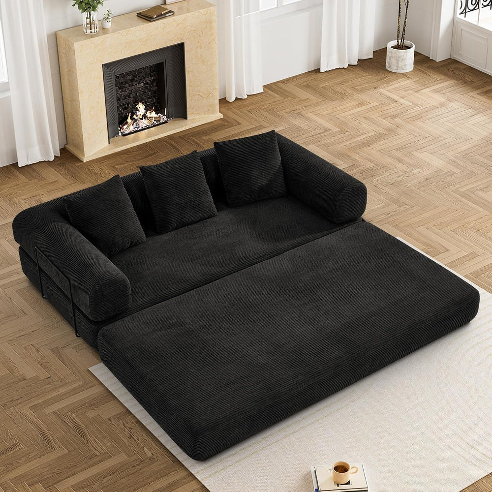 DAMAIFROM Convertible Sleeper Sofa Bed Floor Boneless Couch, Black