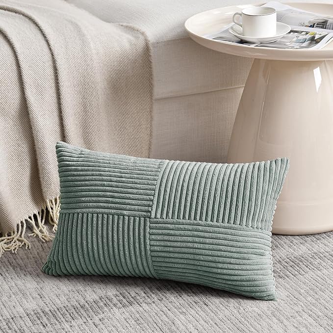 Fancy Homi 2 Packs Grey Blue Lumbar Decorative Throw Pillow Covers 12x20 Inch - Image 2