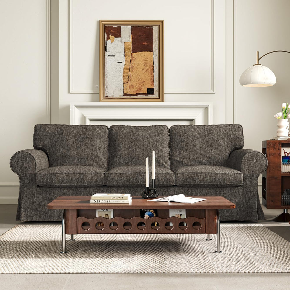 MASWOND Sofa Cover for IKEA Ektorp 3 Seat Couch Cover, Dark Brown, 7pcs