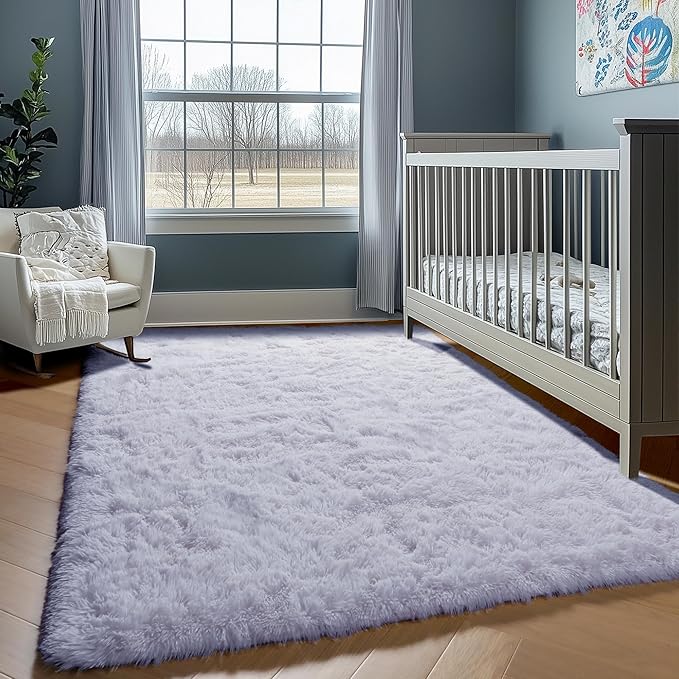ONASAR White Rugs for Bedroom, 3x5 Fluffy Shaggy Bedside Area Rug, Soft Plush - Image 5