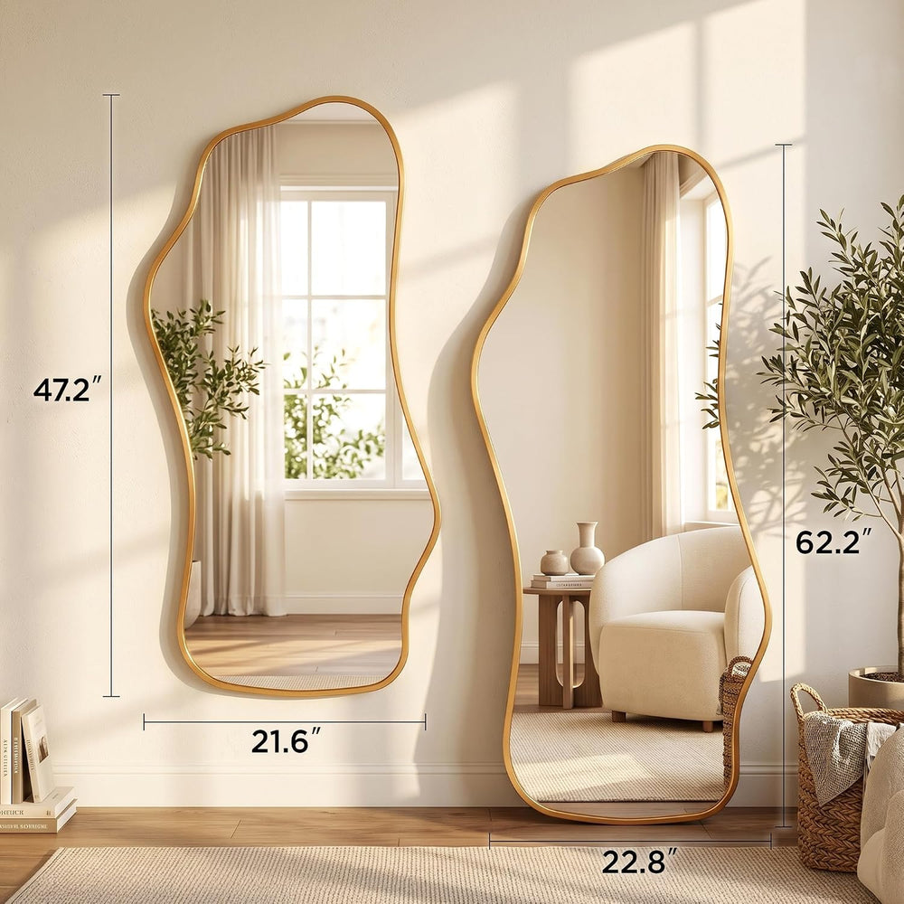 Irregular Full Length Mirror,Wavy Decorative Floor Mirror 62.2"×22.8&quo...