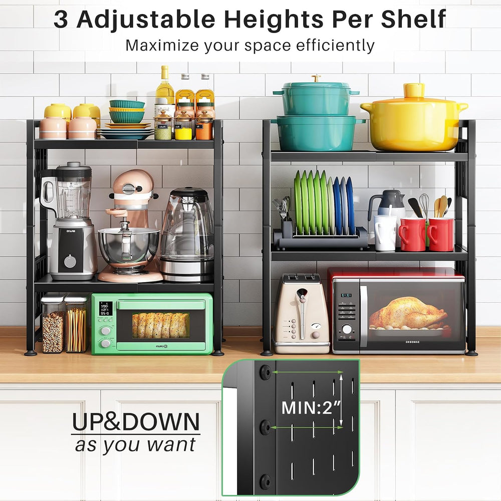 Microwave Stand, 3-Tier Expandable(17.4"- 27.4") Heavy Duty Adjusta...