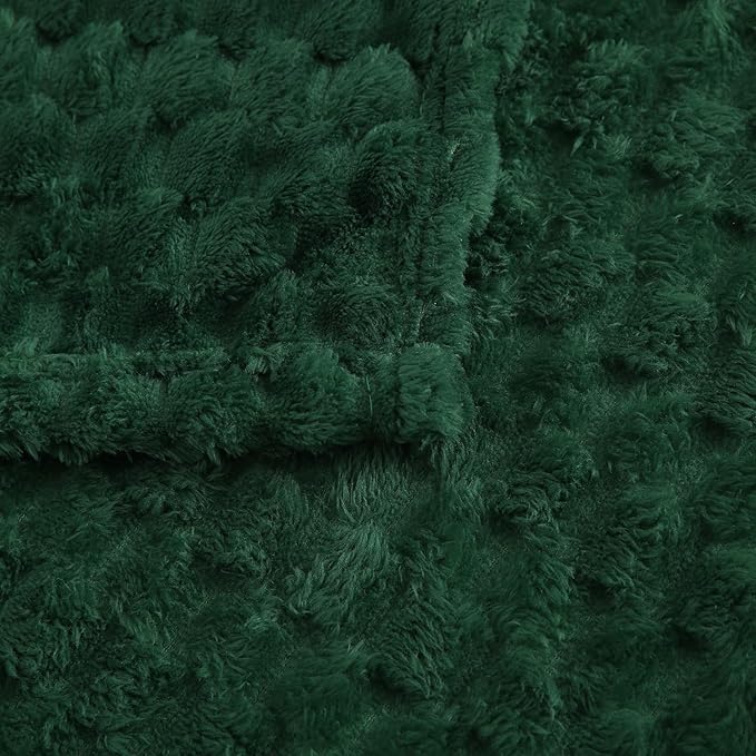 Puncuntex Dark Green Throw Blanket 60"×80" inches Fuzzy 3D Jacquard Decorative - Image 7