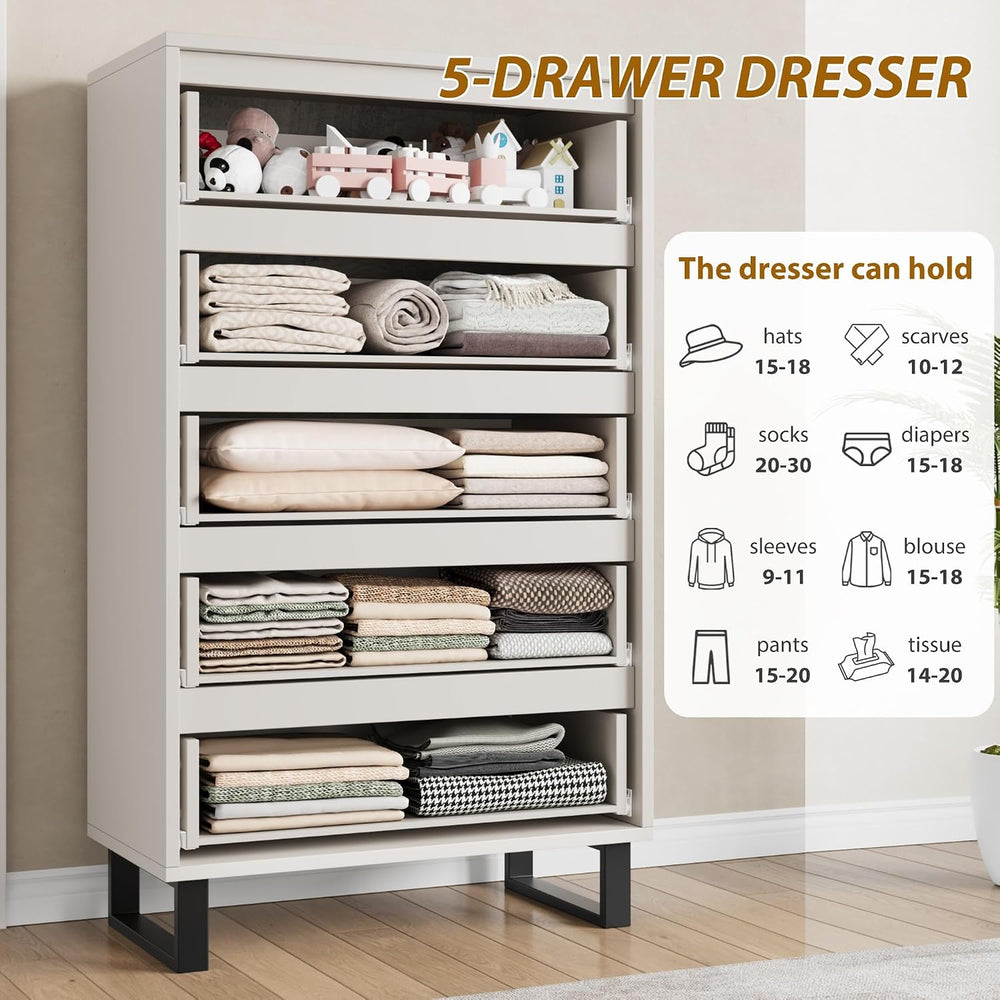 Garvee 5 Dresser for Bedroom, 50.5" Vertical Dresser Drawer with Storage