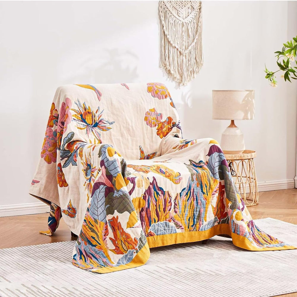 XIBLC Boho Throw Blanket, 100% Cotton Ultra Soft Luxury Throw Rustic Quilt, 6...