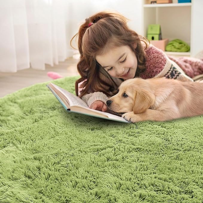 OLANLY Grass Green Round Rugs for Bedroom - Image 5