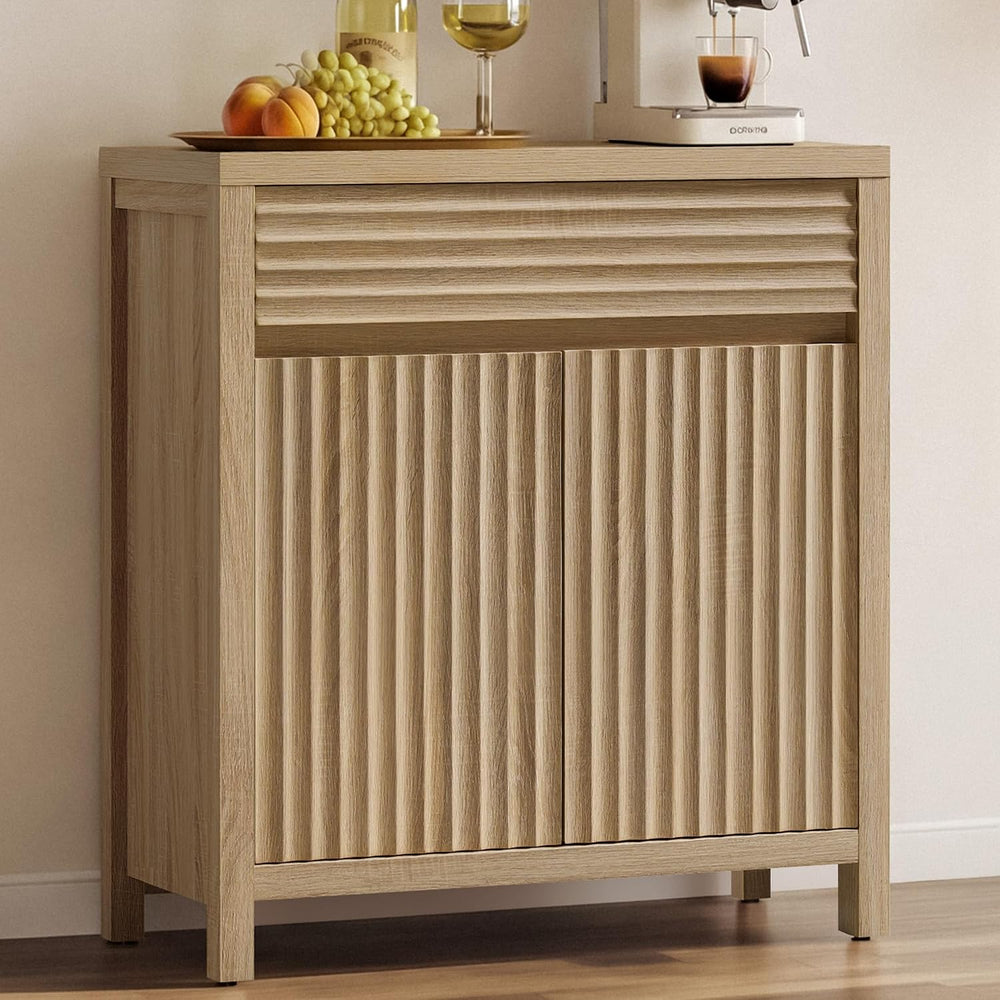 SICOTAS 29" Fluted Buffet Cabinet with Drawer, Modern Storage Cabinet | ...