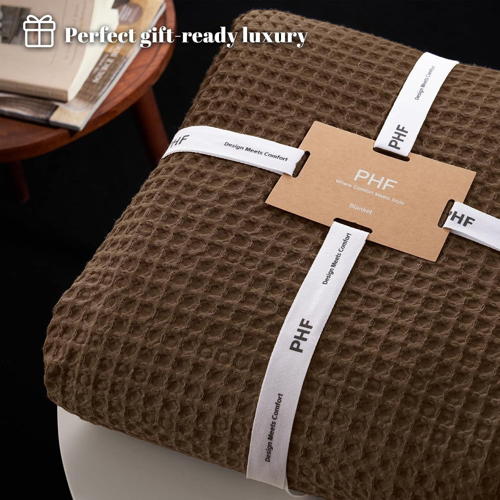 PHF Ultra Soft Waffle Weave Blanket for Bed, King Size, 104"* 90" C...