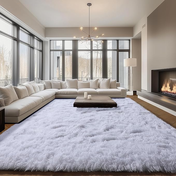 ONASAR White 8x10 Area Rugs for Living Room, Large Fluffy Shag Bedroom Rug - Image 4