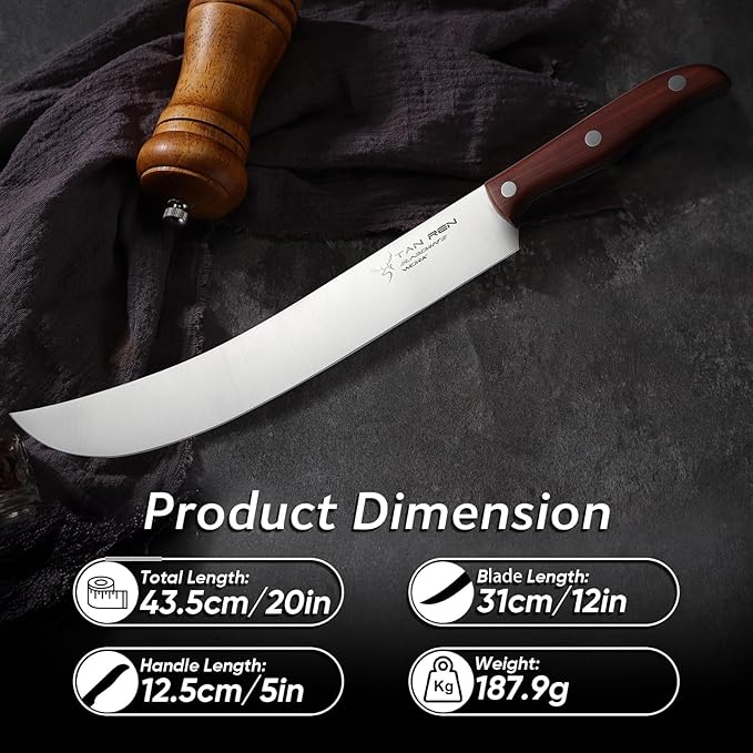 TAN REN Butcher Brisket Knife for Meat Carving, 12 Inch Cimeter Meat Slicing - Image 5