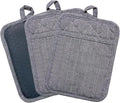 Pot Holders Yarn-Dyed Set of 3 Non Slip Silicone Kitchen Lines Heat Resistant by REDLMLDETA