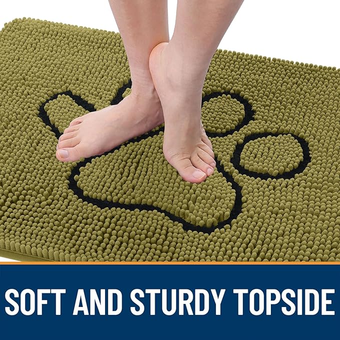 OLANLY Dog Door Mat for Muddy Paws 36x24, Paw Print Design, Absorbs Moisture - Image 4
