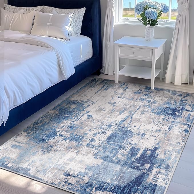 Washable Area Rugs 4'x5' Non-Slip Modern Abstract Soft - Image 9