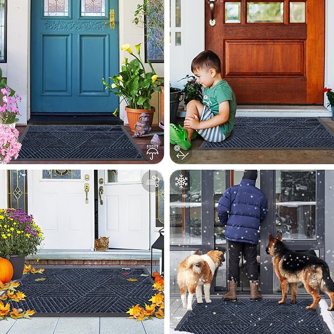 Smiry Front Door Mat Outside Entrance, Heavy Duty Sturdy Natural Rubber Doormat - Image 7