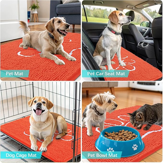 OLANLY Dog Door Mat for Muddy Paws 36x24, Paw Print Design, Absorbs Moisture - Image 7