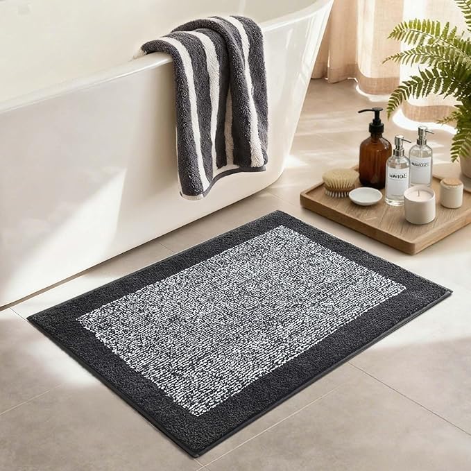 Bathroom Rugs 30x20 Non Slip Washable, Dark Grey Bath Mat - Image 4