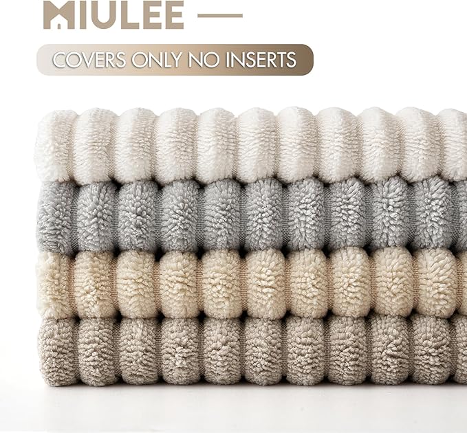 MIULEE Boho Farmhouse Throw Pillow Covers 18x18 Inch Set of 4 Neutral Tan - Image 6