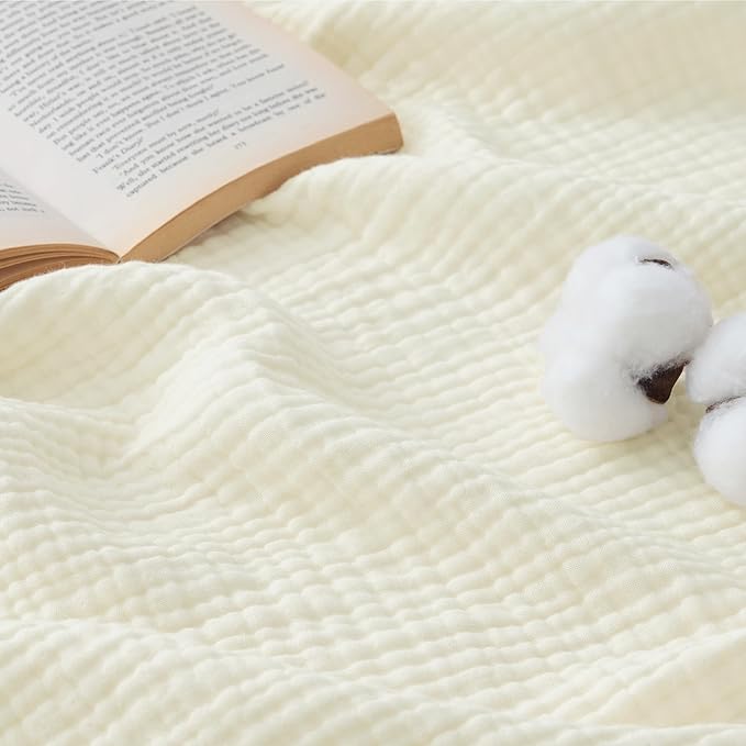 Bedsure 100% Cotton Muslin Throw Blanket Twin XL by BEDSURE