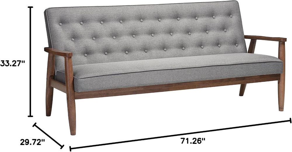 Baxton Studio Sorrento Mid-Century Retro Modern Fabric Upholstered Wooden 3-S...
